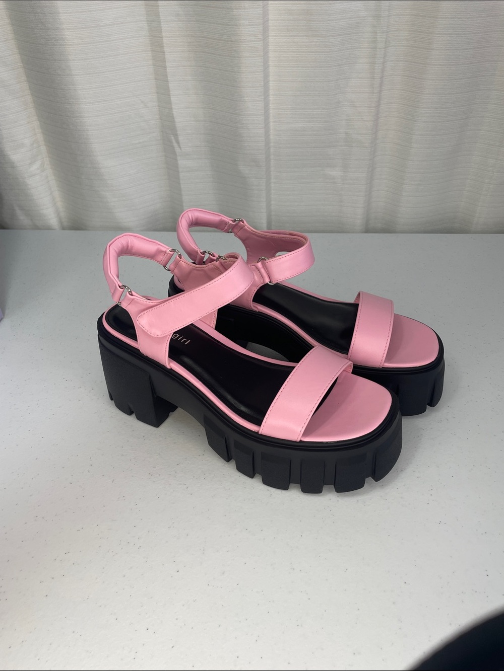 Madden Girl Pink Platform Lug Sandals - Picture 3 of 6